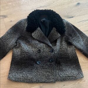 Karen Kane Pea Coat Fuzzy Black Collar Size 2X